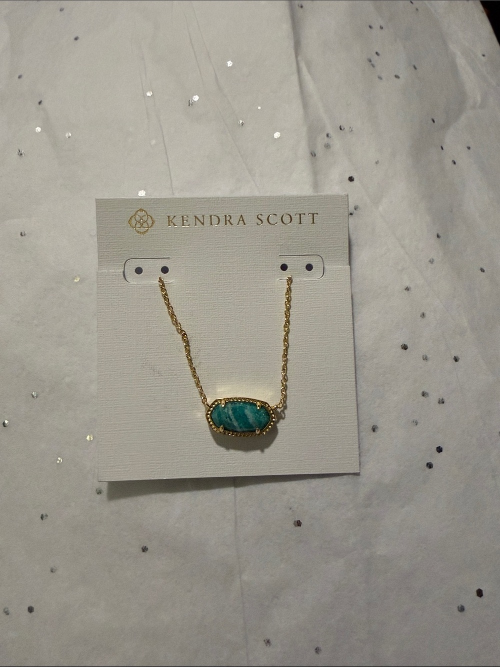 NWT Kendra Scott Elisa Necklace with Blue-Green Stone